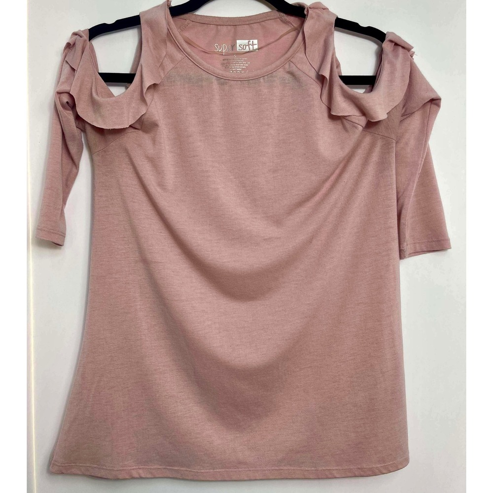 Y2K Eye Candy‎ Pink Cold Shoulder Ruffle Sleeve Tunic Top Women's Size S